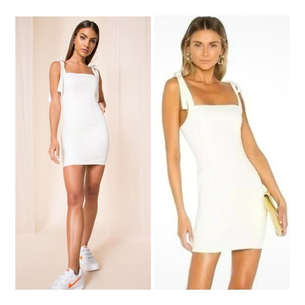 Superdown | Siona Tie Strap Mini Dress in White | M